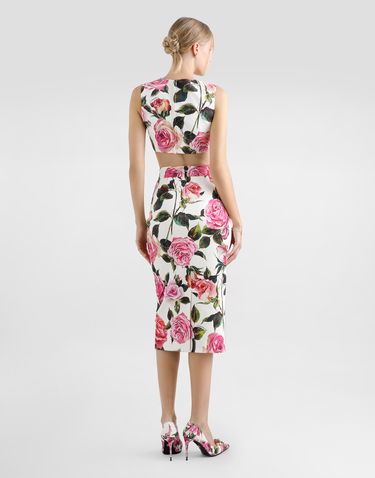 Кроп-топи Dolce & Gabbana Dolce & Gabbana Rose Print Jacquard Crop Top білий | F7AO5TFSRQJHA5IG, 2