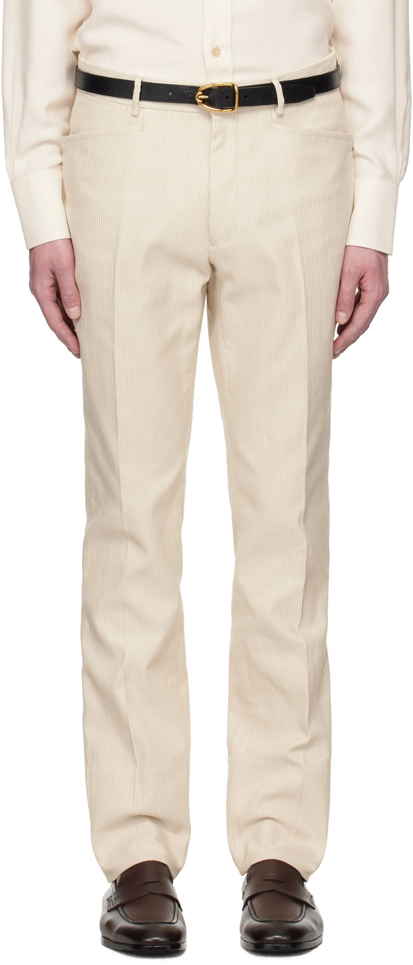 Штани Tom Ford TOM FORD Summer Cord Dyllan Trousers бежевий | PLPW01-CGS70