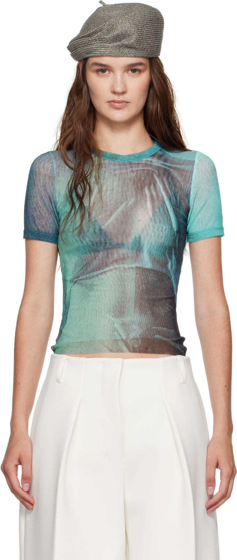 Футболка Jean Paul Gaultier Jean Paul Gaultier 'The Water' Baby Tee Зелений | 25/03-W-TO313-M004P-5557