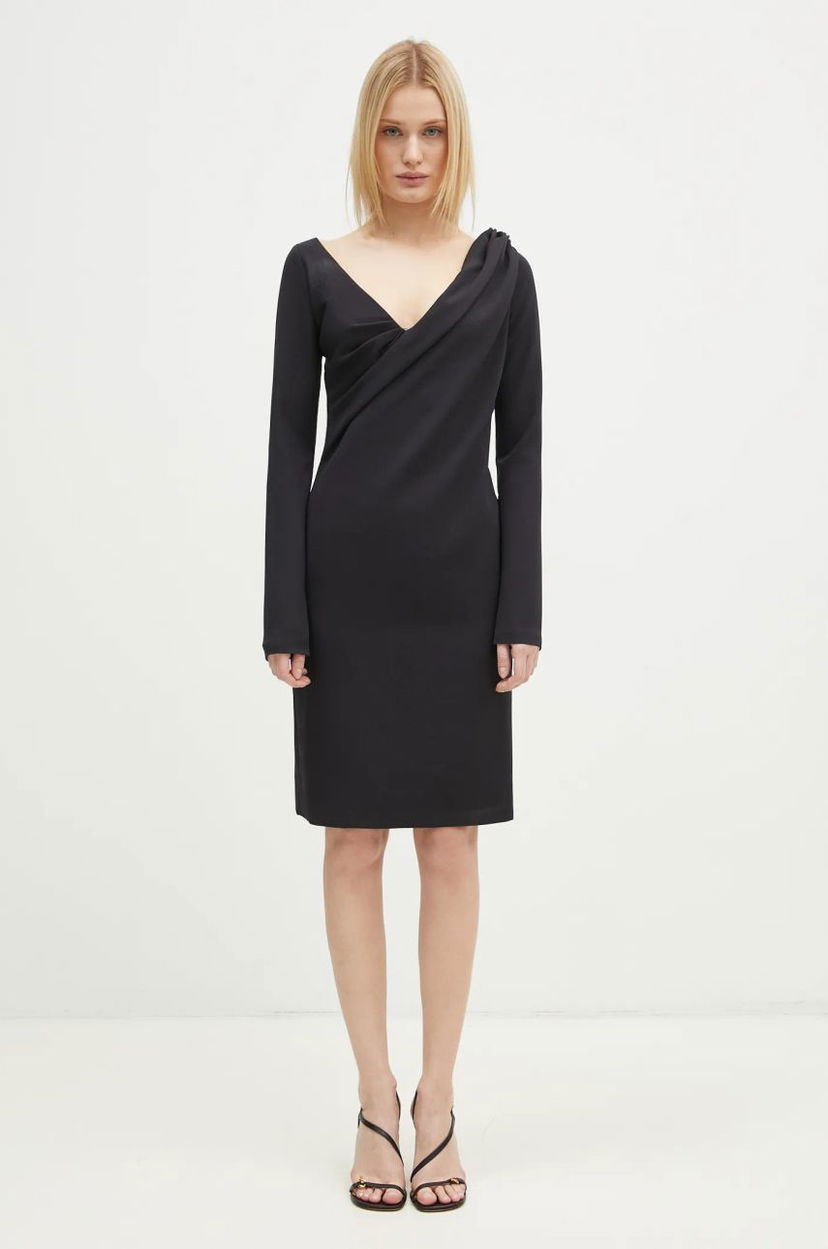 плаття JW Anderson JW Anderson Shoulder Drape V-Neck Mini Dress чорний | DR0446.PG1573.999