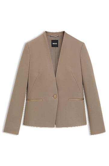 Куртка BOSS Collarless Regular-Fit Blazer бежевий | 50541998