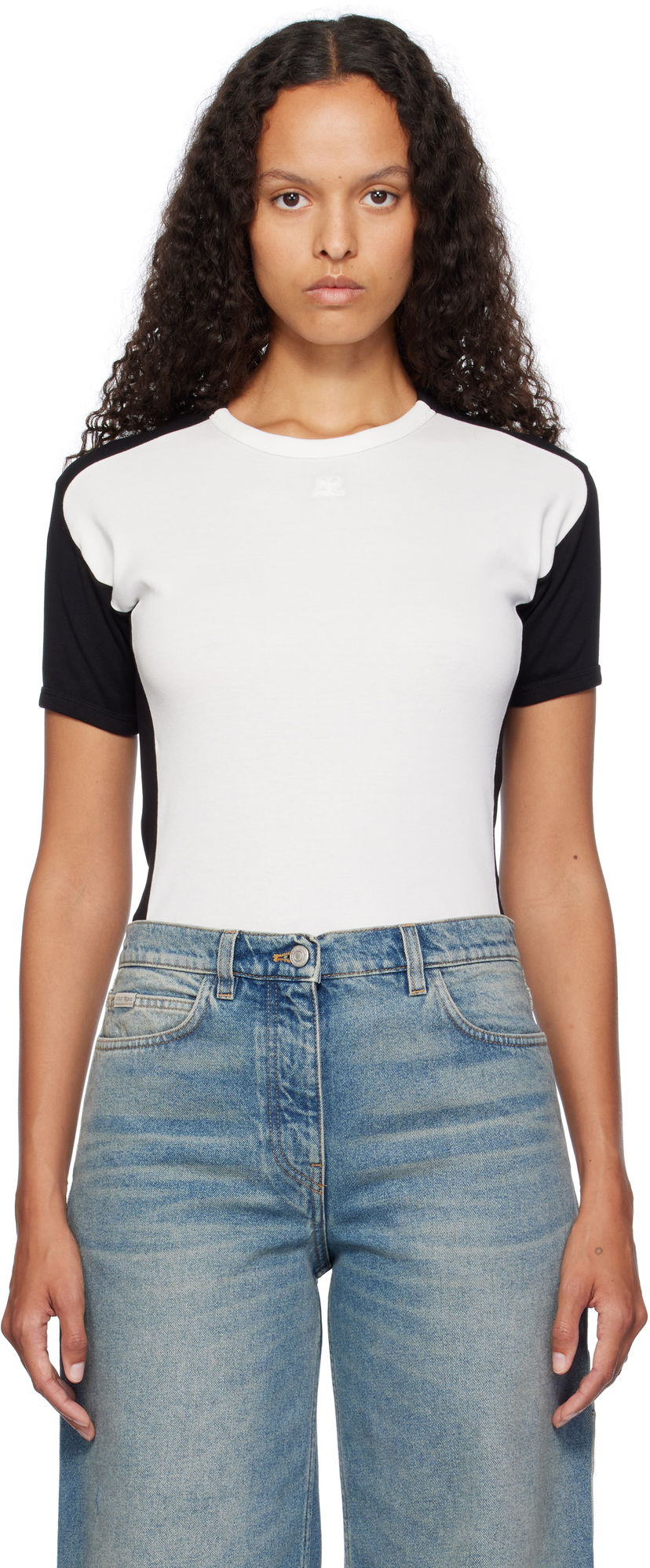 Боді Courrèges Contrast Frame T-Shirt білий | 324JTS147JS0070
