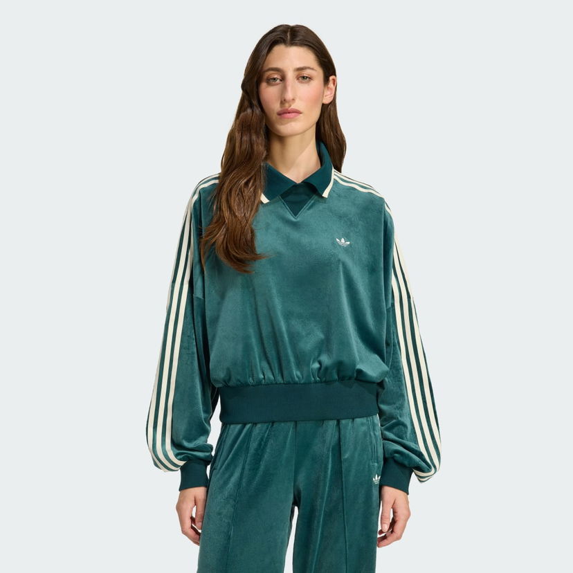 Світшоти adidas Originals adidas Originals X Liberty London Velour Polo Sweatshirt Зелений | JW5274