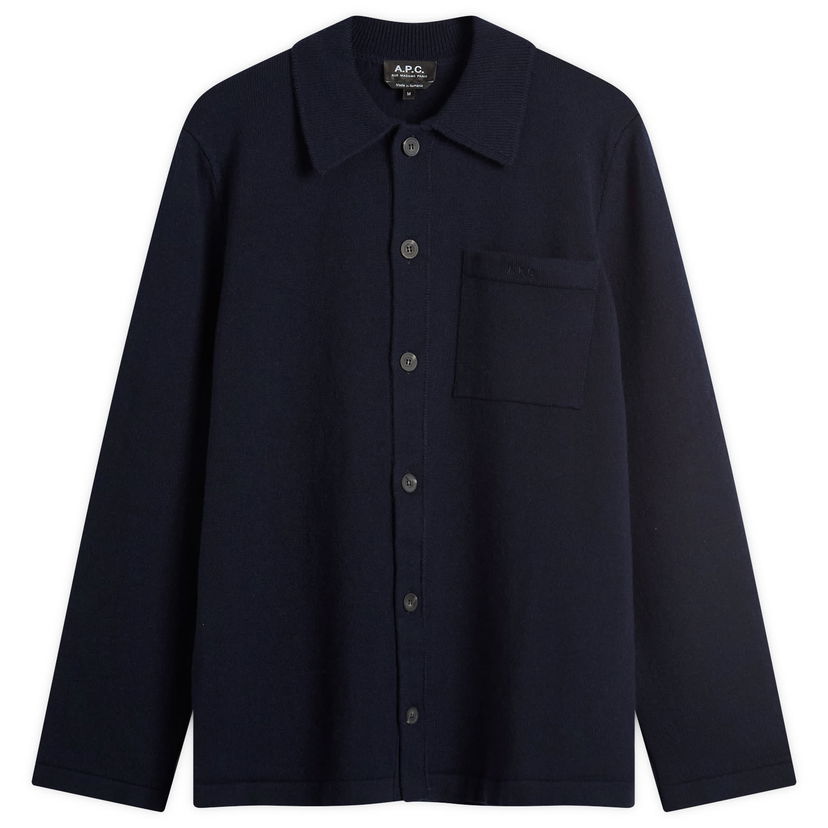 Куртка A.P.C. Men's Matti Felted Wool Shirt Jacket, Size Small темно-синій | WOASB-M03237-IAK