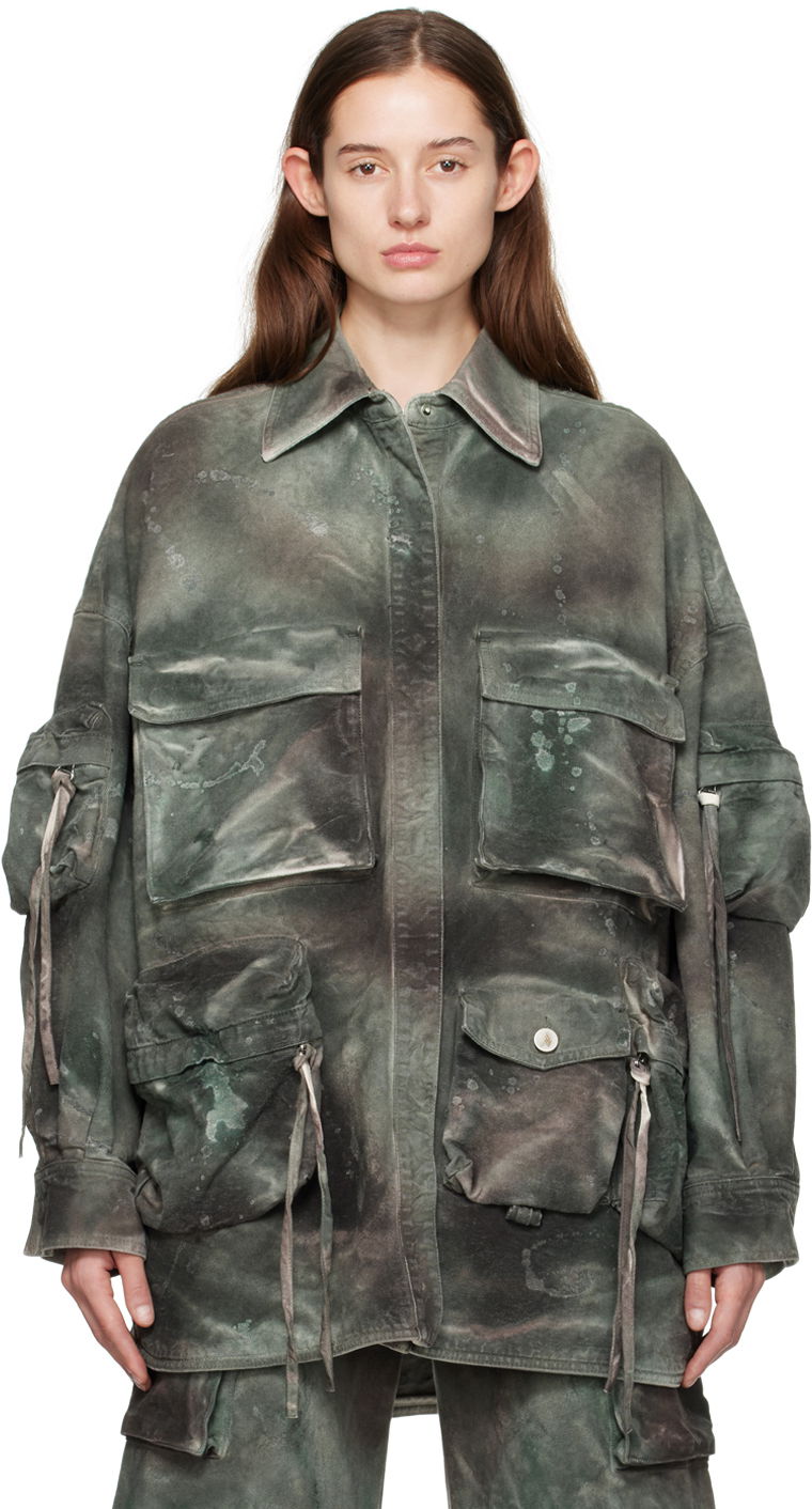 Сорочка The Attico Attico Fern Denim Jacket Зелений | 241WCB48 D022
