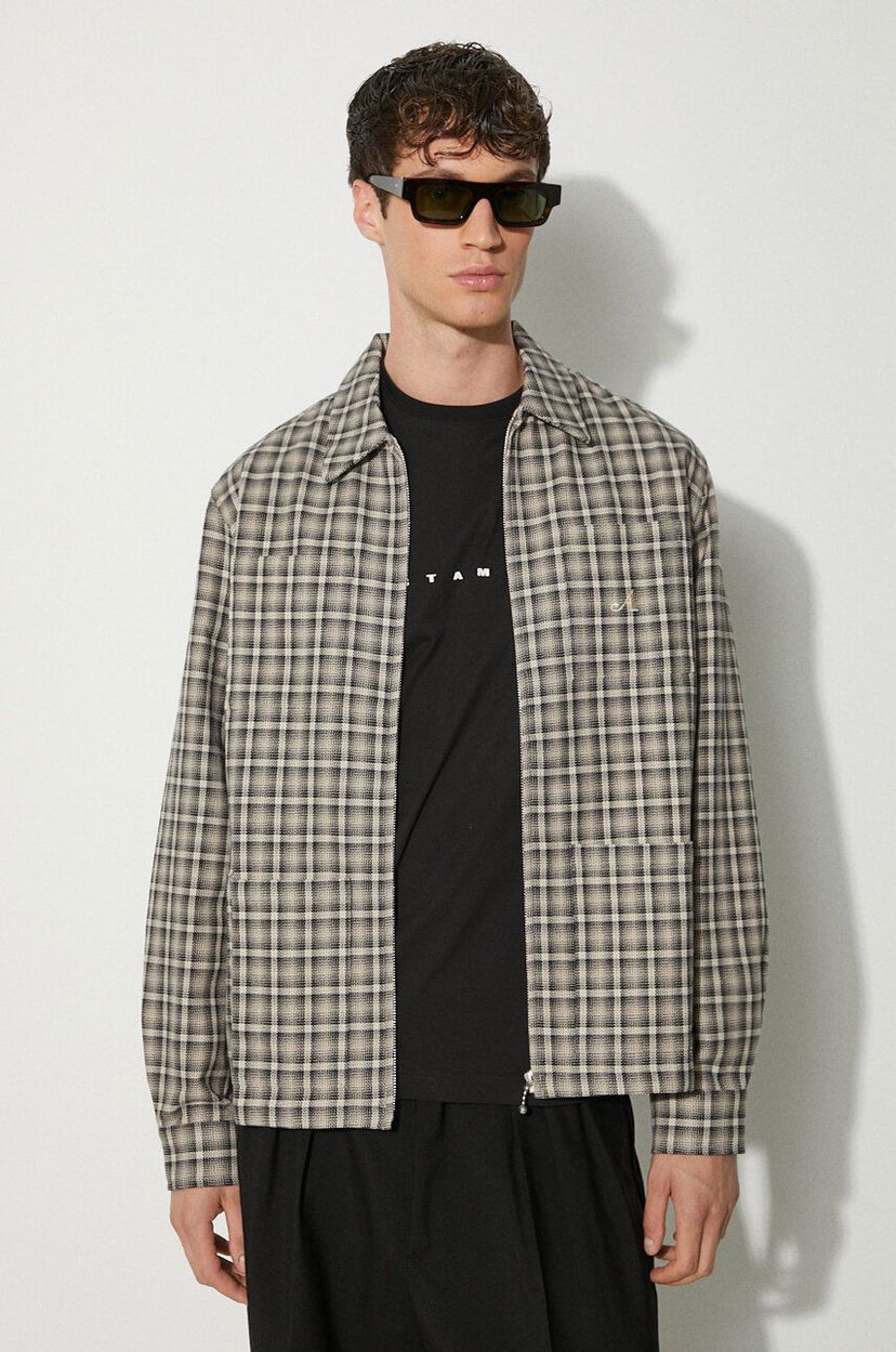 Куртка Awake NY Awake NY Oversize Plaid Zip-Up Shirt Jacket бежевий | SP24.OT004