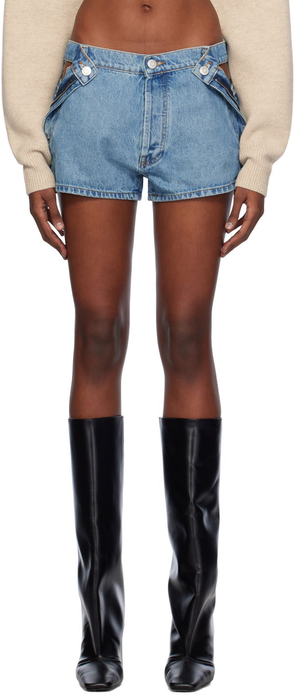 Шорти Coperni Coperni Open Hip Denim Shorts Синій | COPP71202