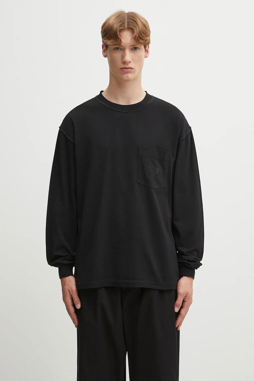 Футболка Maison Margiela MM6 Maison Margiela Long Sleeve T-Shirt with Pocket чорний | SH0NH0016.M20050.900