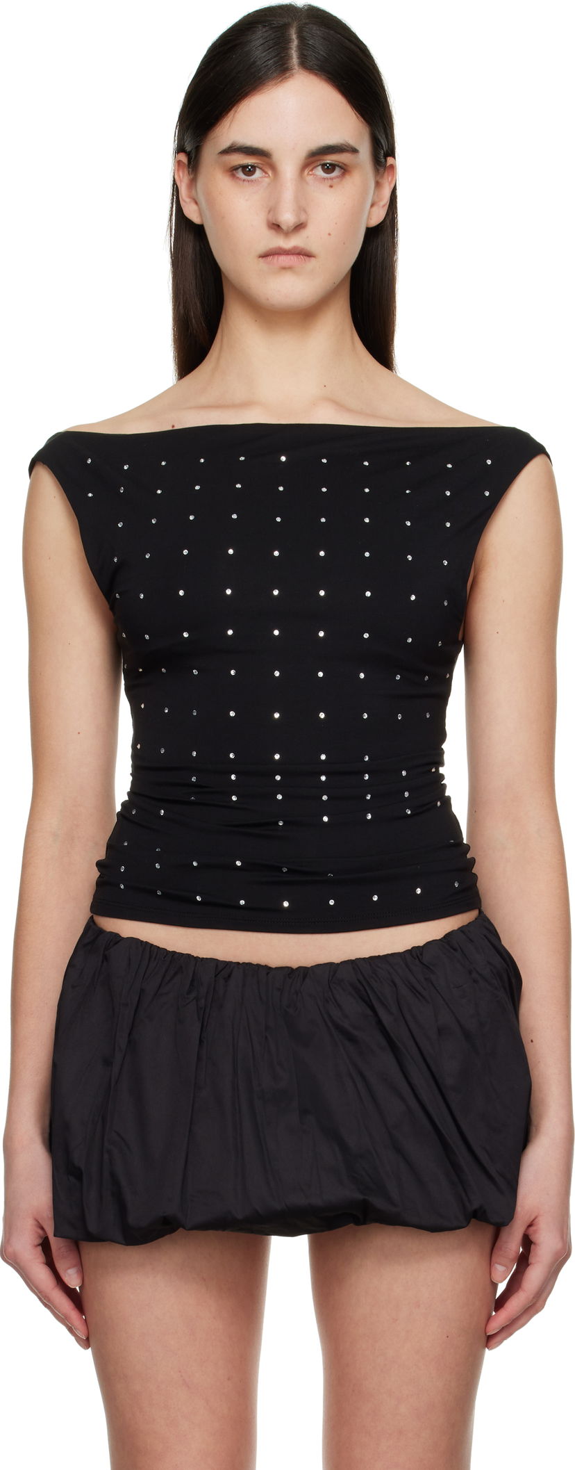 Спідниця Miaou Miaou Lani Crystal-Embellished Jersey Top чорний | 7114TJRBLK