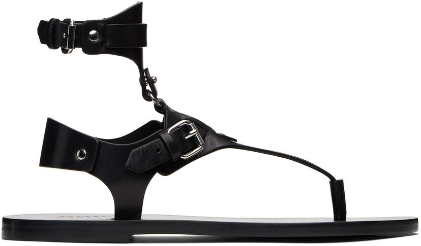 Кросівки та взуття ISABEL MARANT Eveen Leather Thong Sandals чорний | SD0250FA-C2A02S