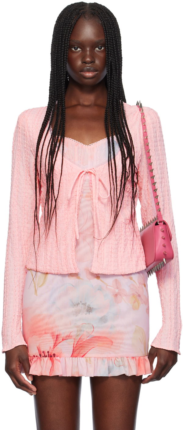 плаття GUIZIO Guizio Holly Tie-Front Cardigan Рожевий | P24701K064