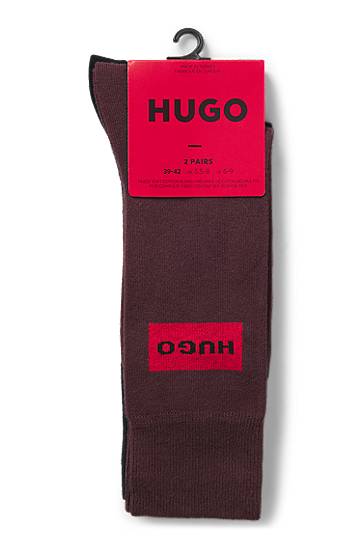 Шкарпетки BOSS Two-pack of regular-length socks with logo labels Бордовий | 50543167, 1