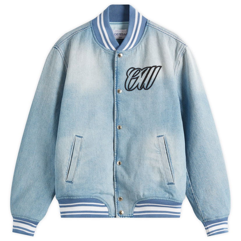 Куртка бомбер Off-White Off-White Women's Denim Varsity Jacket Синій | OWEK006S25DEN0014010