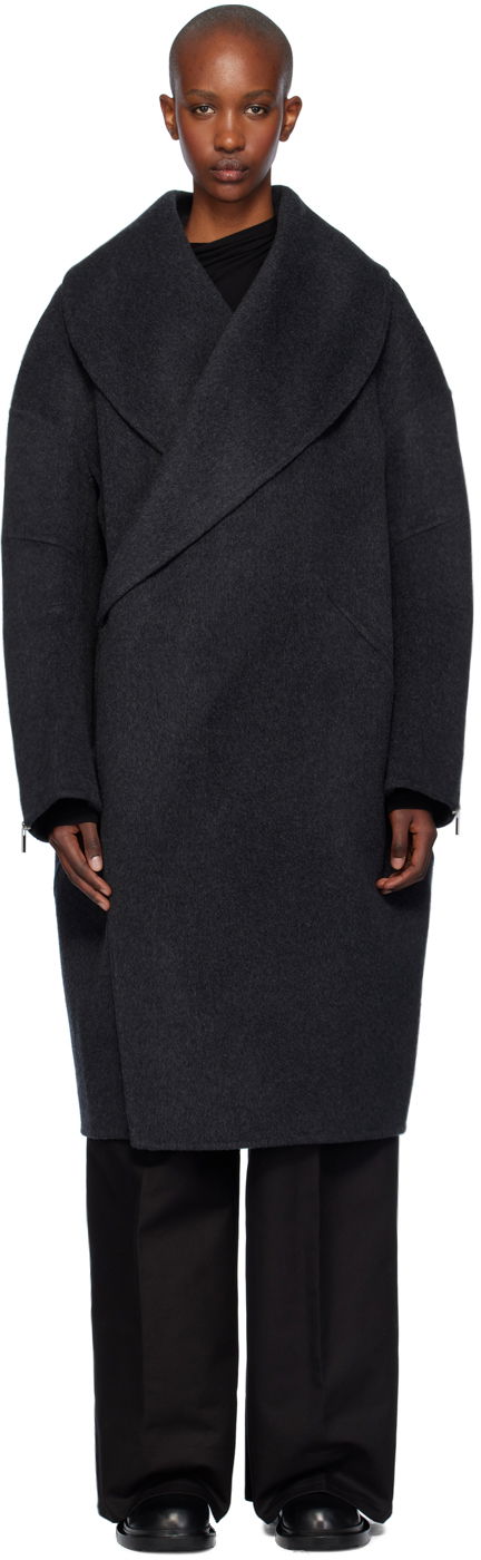 Пальто Helmut Lang Helmut Lang Double-Faced Cocoon Coat Сірий | O06HW499