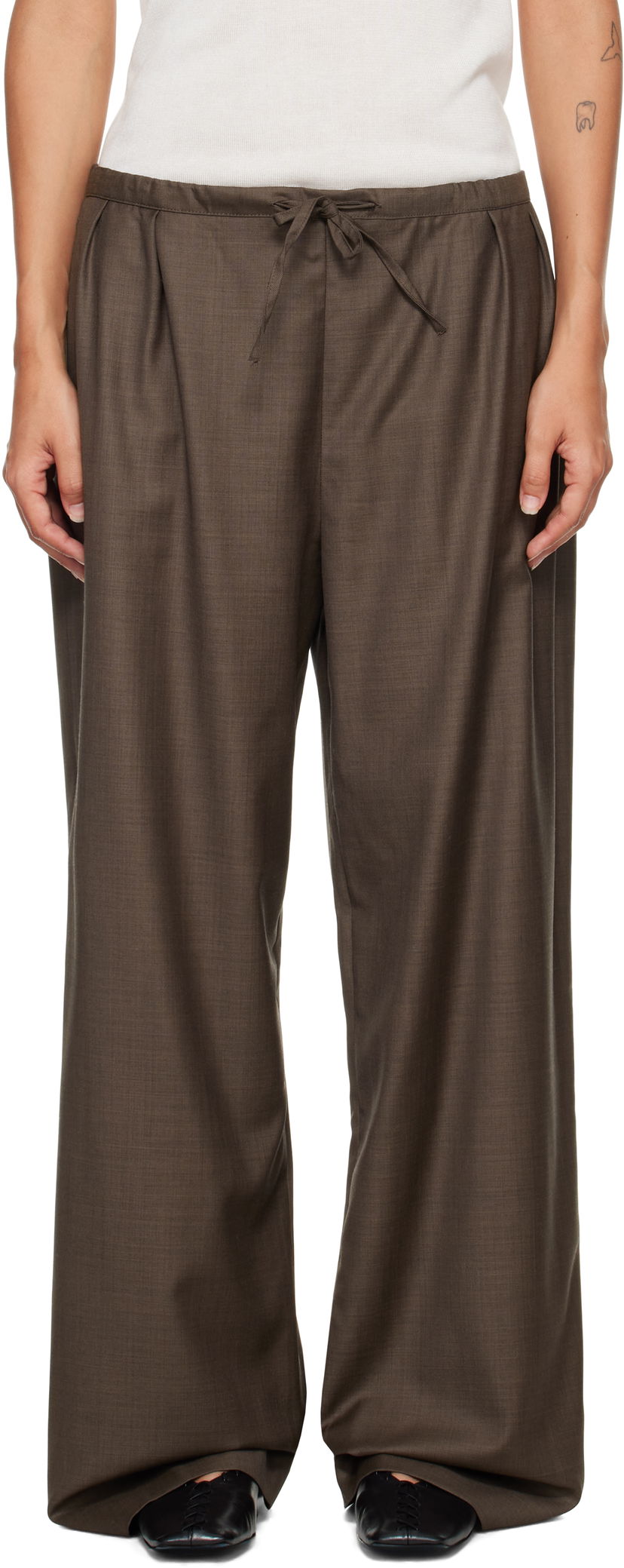 Штани Loulou de Saison Loulou de Saison Cove Elastic Waisted Trousers Коричневий | COVE LDS