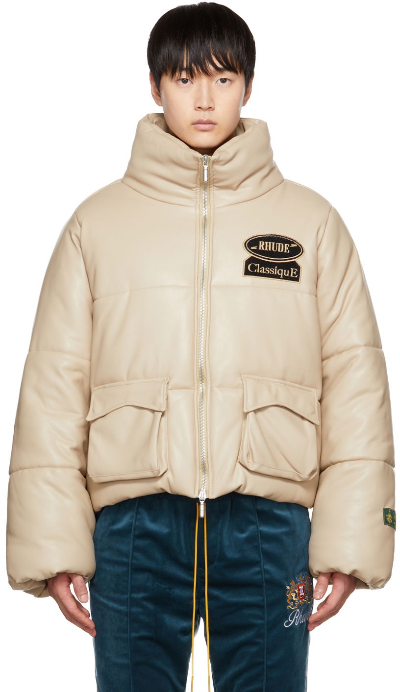 Пуховик Rhude Rhude Embroidered Puffer Jacket бежевий | RHPF22JA02361117