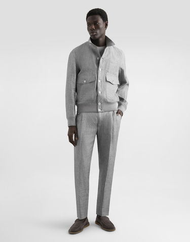 Штани Dolce & Gabbana Dolce & Gabbana Washed Linen Canvas Cropped Trousers Сірий | GV4EETFU4MFS8290, 3