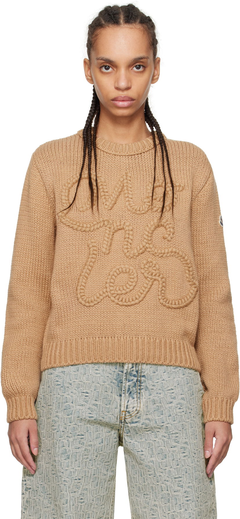 Cветр Moncler Moncler Embroidered Logo Cotton Sweater Коричневий | K10939C00004M5206
