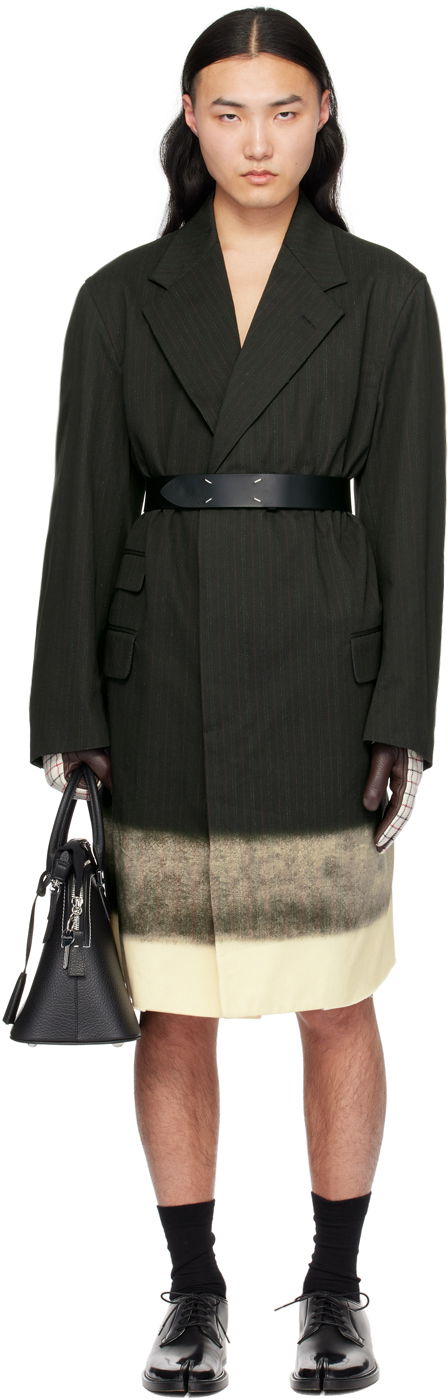 Пальто Maison Margiela Maison Margiela Trompe-L'œil Pinstripe Dip-Dye Coat чорний | S50AA0139 M35011