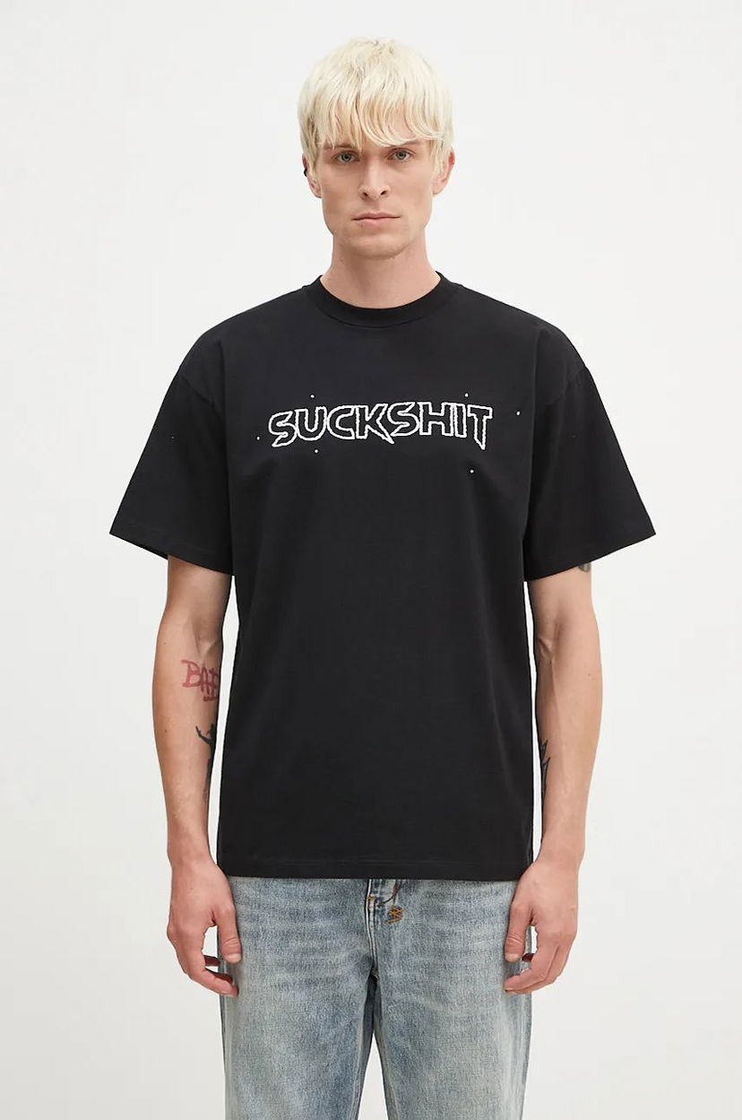 Футболка Aries Suckshit T-Shirt With Print чорний | AR6003202