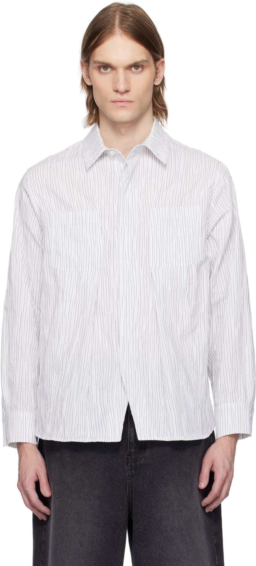 Сорочка ADER ERROR ADER error Product. 53 Striped Shirt білий | BO01SSSH0101WH