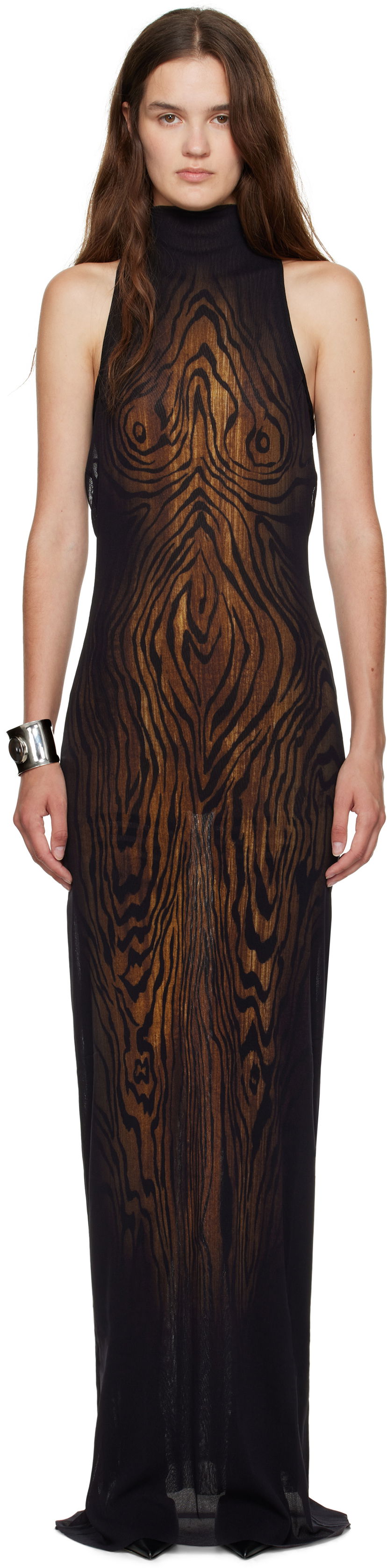 плаття Jean Paul Gaultier Jean Paul Gaultier 'The Long Draped Wood' Maxi Dress чорний | 25/03-W-DR029-M002P-0060