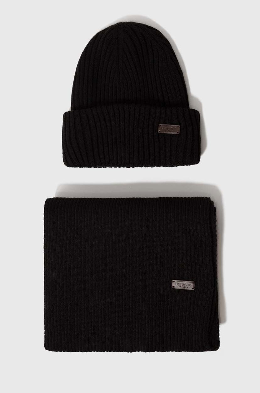 Шарф Barbour Beanie & Scarf Gift Set чорний | MGS0019