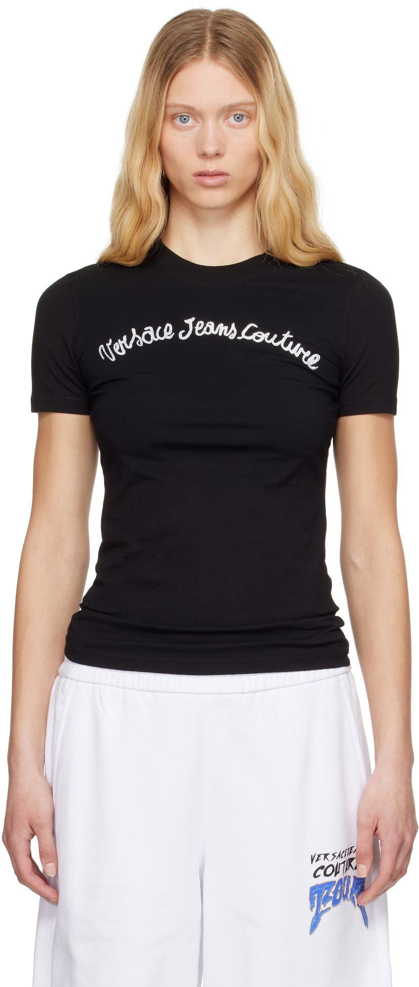 Футболка Versace Versace Jeans Couture Logo T-Shirt чорний | E78HAHC08_ECJ02C