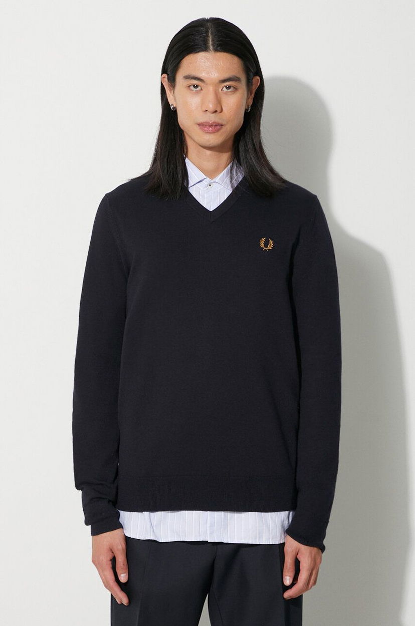 Cветр Fred Perry Fred Perry Lightweight V-Neck Sweater темно-синій | K9600.795