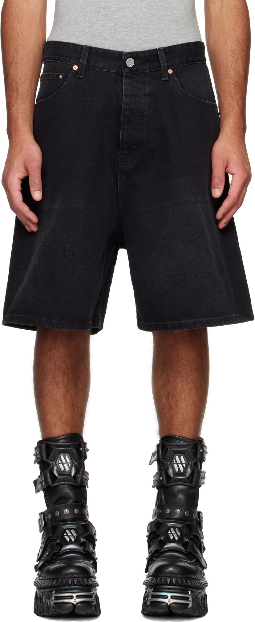 Шорти VETEMENTS Vetements Button-Fly Denim Shorts чорний | UA66SS500B