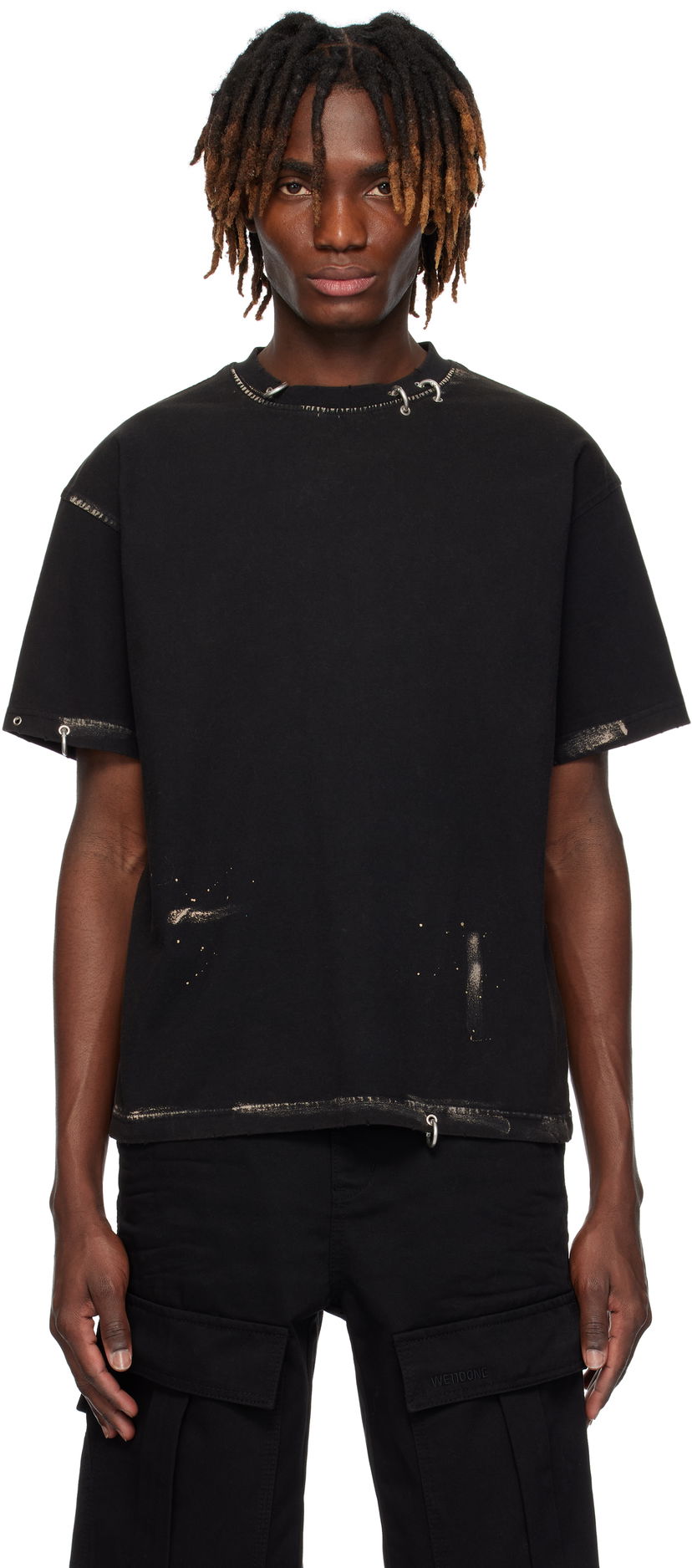 Футболка We11done We11done Pierced Distressed T-Shirt чорний | WD-TT0-25-770-U-BK