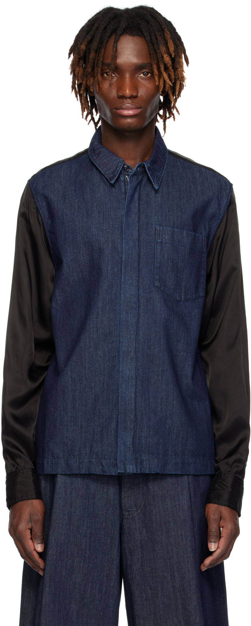 Сорочка Dries Van Noten Dries Van Noten Zip Denim Shirt Синій | 251-020725-1553
