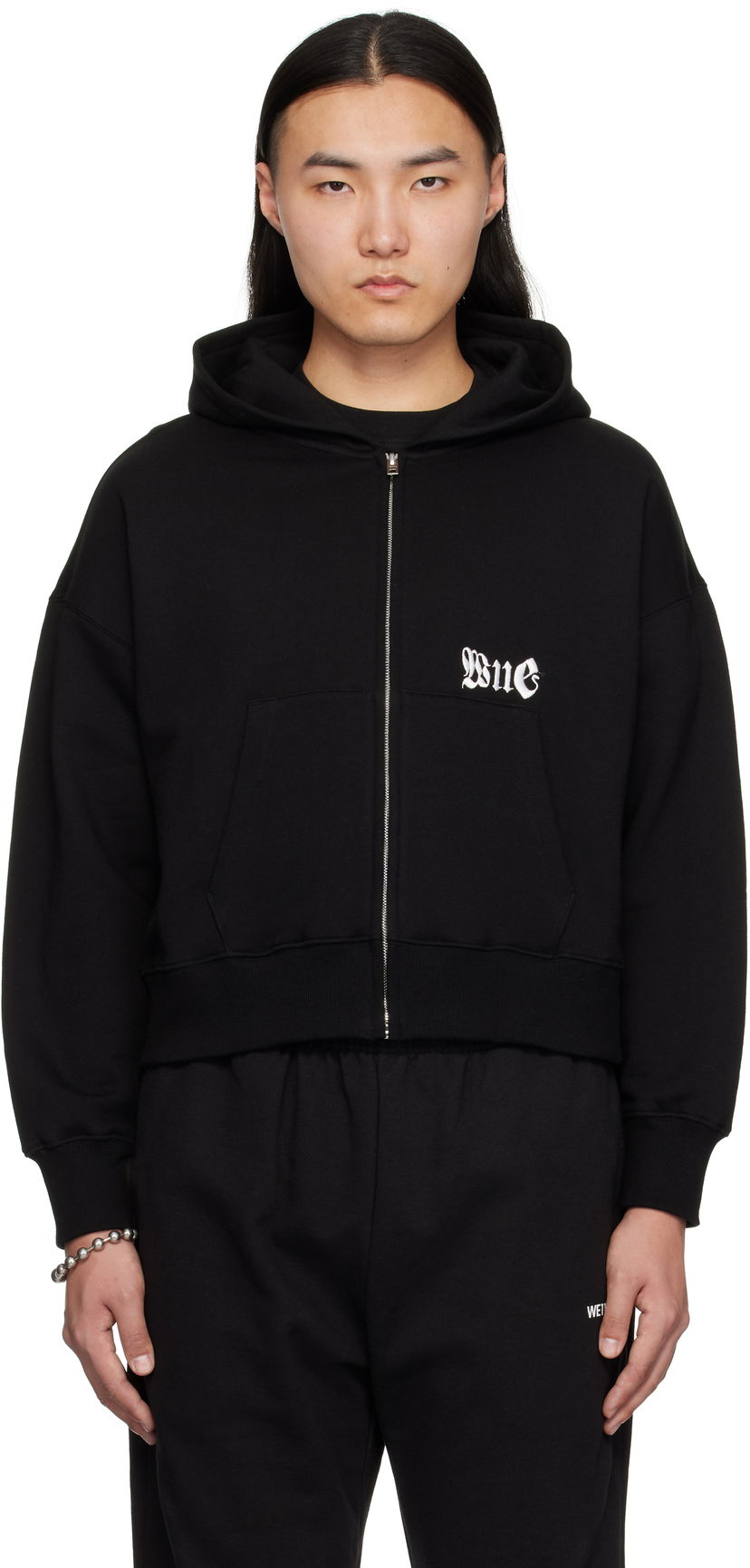 Світшоти We11done We11done Logo Zip-Up Hoodie чорний | WD-TJ0-25-815-U-BK