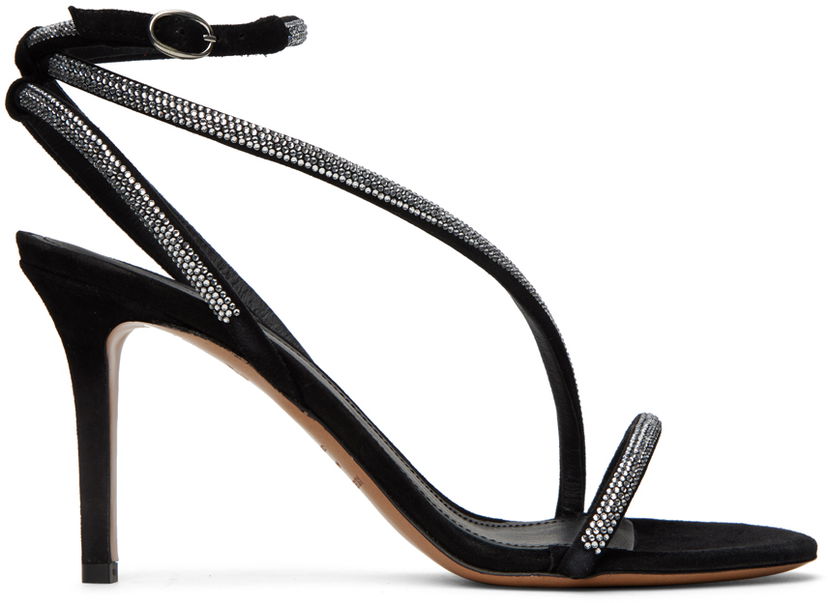 Кросівки та взуття ISABEL MARANT Isabel Marant Atria Rhinestone-Embellished Strappy Heeled Sandals чорний | 22HSD1032-22H003S