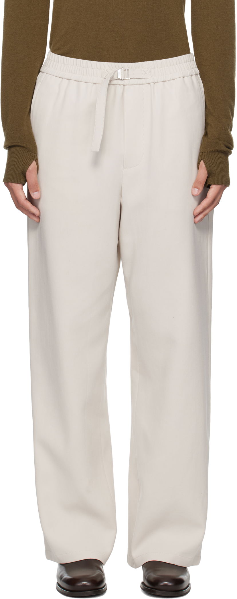 Штани AMI AMI Paris Elasticated Trousers бежевий | HTR214.CO0106