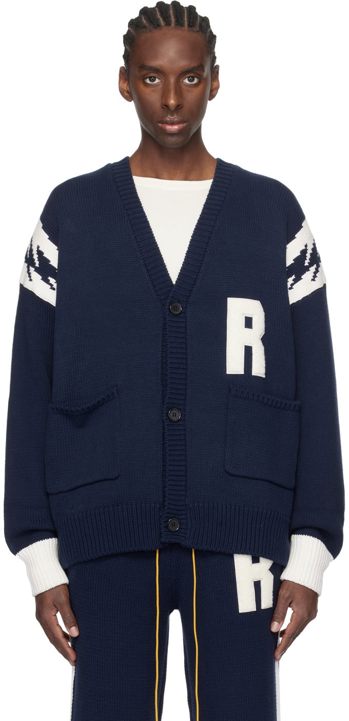 Cветр Rhude Lightning Print Cardigan темно-синій | RHPS24CA02504364