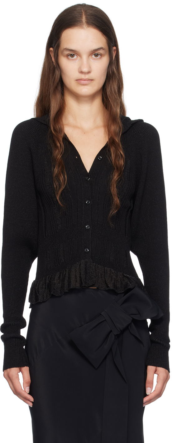 Cветр Simone Rocha Simone Rocha Plaited Tinsel Hooded Cardigan чорний | HMK34 0624