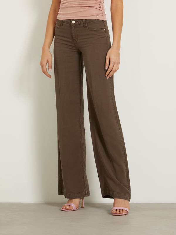 Штани і джинси GUESS Mid Rise Wide Leg Pant Коричневий | W4GA96WDP85