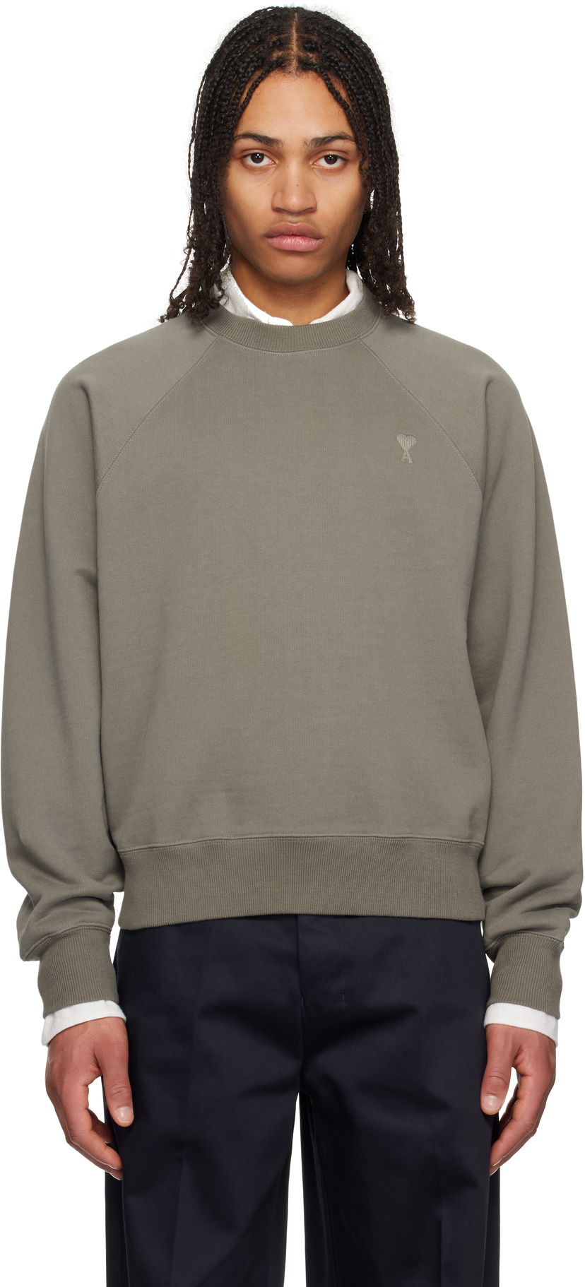 Cветр AMI AMI Paris Tonal Ami de Coeur Sweatshirt Зелений | USW074.747