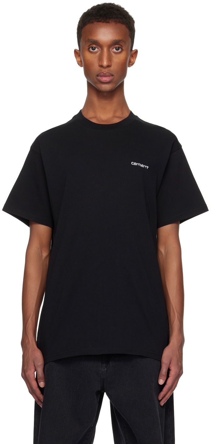 Футболка Carhartt WIP Black Embroidered Logo T-Shirt чорний | I030435