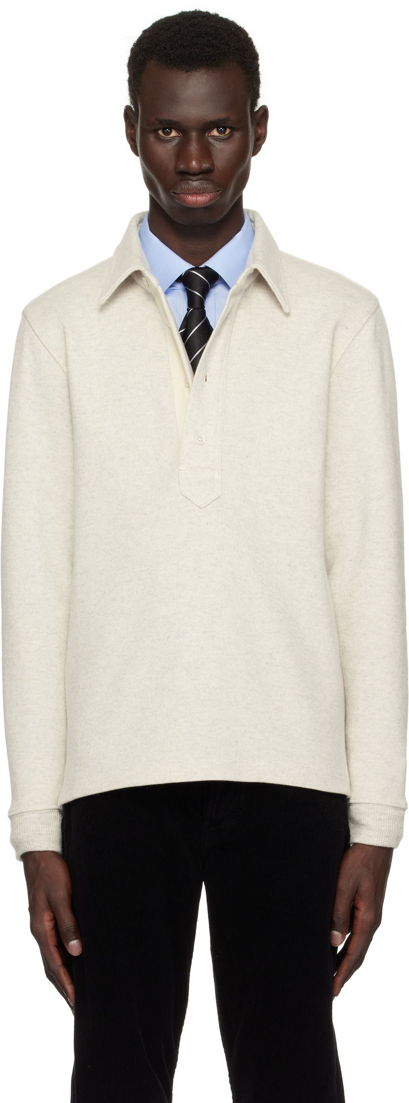 Cветр Tom Ford TOM FORD Cotton Blend Rugby Polo бежевий | JPL017-JMC049S25