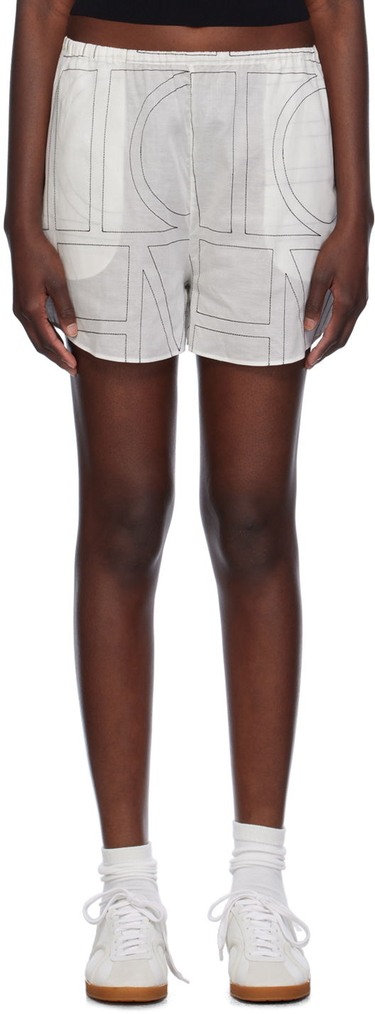 Шорти TOTEME TOTEME Monogram Print Shorts білий | 243-WRB1141-FB0239