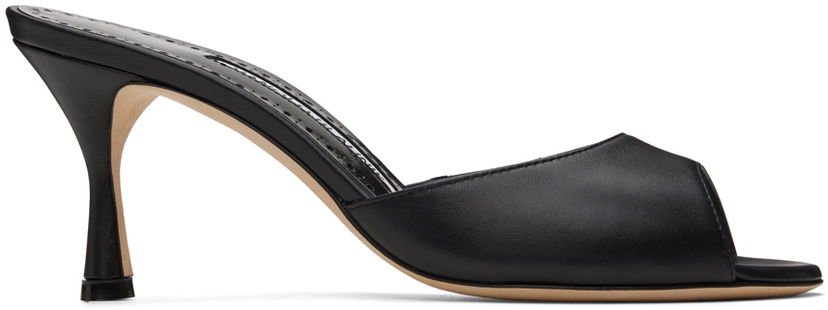 Аксесуари Manolo Blahnik Manolo Blahnik Jadarona Leather Heeled Mules чорний | 121-1461