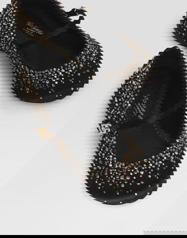 Кросівки та взуття Dolce & Gabbana Dolce & Gabbana Satin Ballet Flats With Rhinestones чорний | D11274A572380999, 3