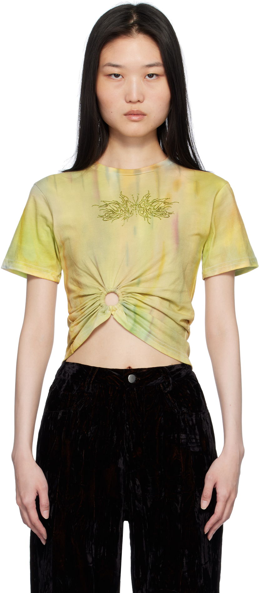 Кроп-топи Collina Strada Collina Strada Tie-Dye Ring Cropped T-Shirt Жовтий | XX3380