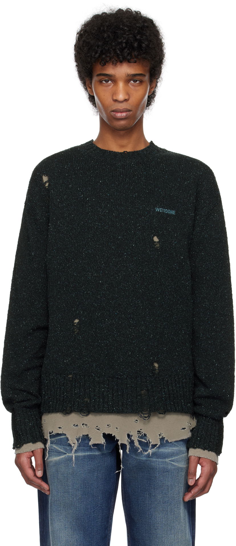 Cветр We11done We11done Grunge Knit Sweater Зелений | WD-KT0-25-621-U-NV