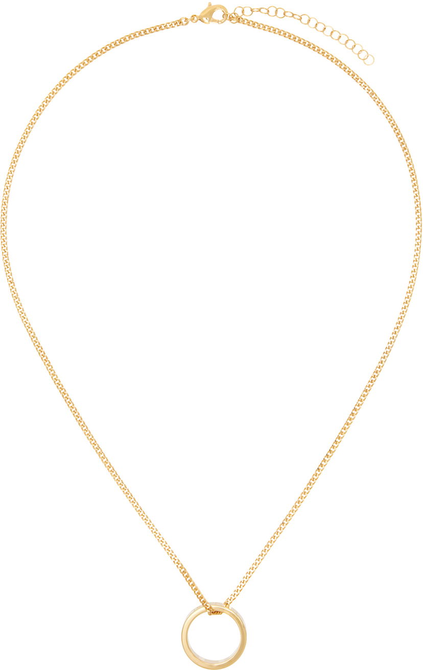 Кольє Maison Margiela MM6 Numeric Minimal Signature Pendant Ring Necklace бежевий | SM6UU0048 P6469