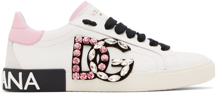 Кросівки та взуття Dolce & Gabbana White Portofino Vintage Sneakers білий | CK2203 AO900
