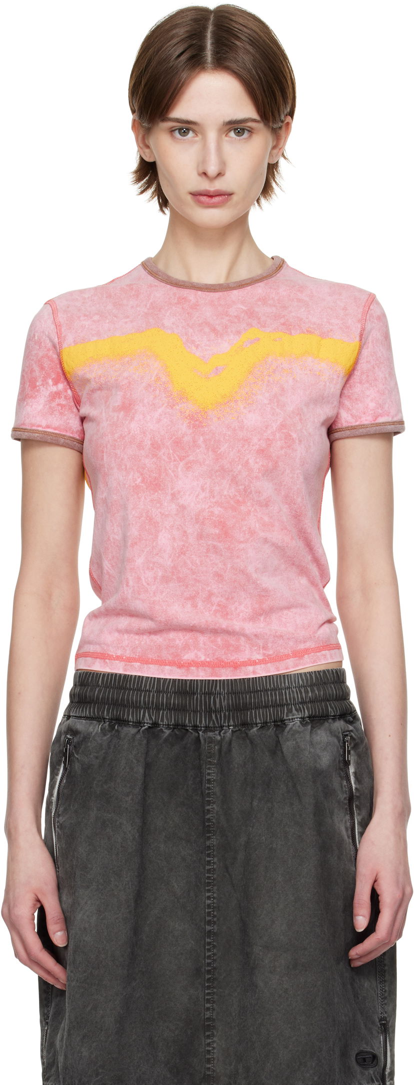 Футболка Diesel Diesel T-Uncutie-Long-Q3 Graphic T-Shirt Рожевий | A17316 0SLBB