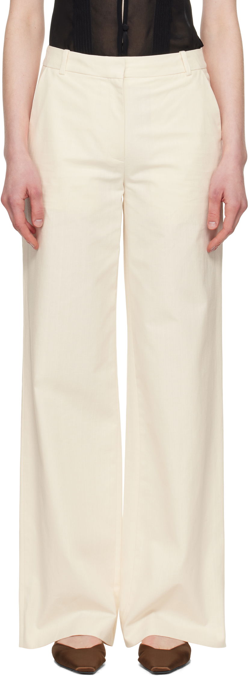 Штани A.P.C. A.P.C. Margaret Wide-Leg Trousers бежевий | COHFU-F08476